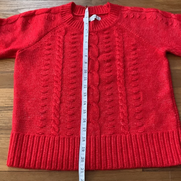 Loft bright red cable knit sweater. Size S. - Picture 6 of 8